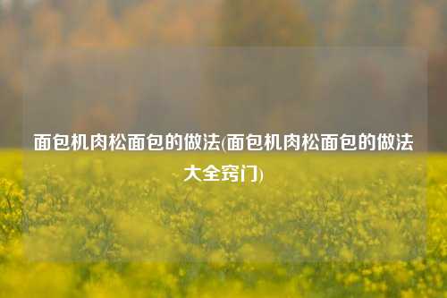 面包机肉松面包的做法(面包机肉松面包的做法大全窍门)
